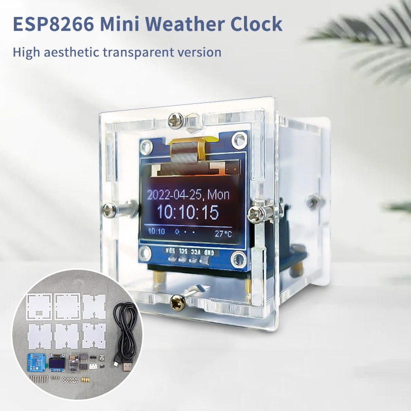 ESP8266 Mini Weather Clock Kit - Diy Electronics Soldering Kit review and price